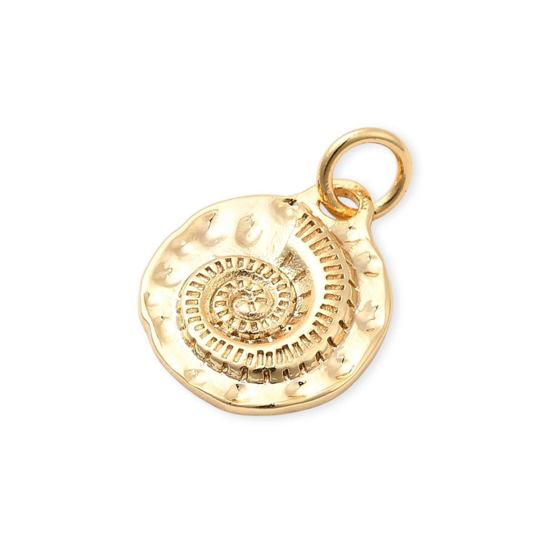 Detalles de Dije circular de caracol de chapa de oro