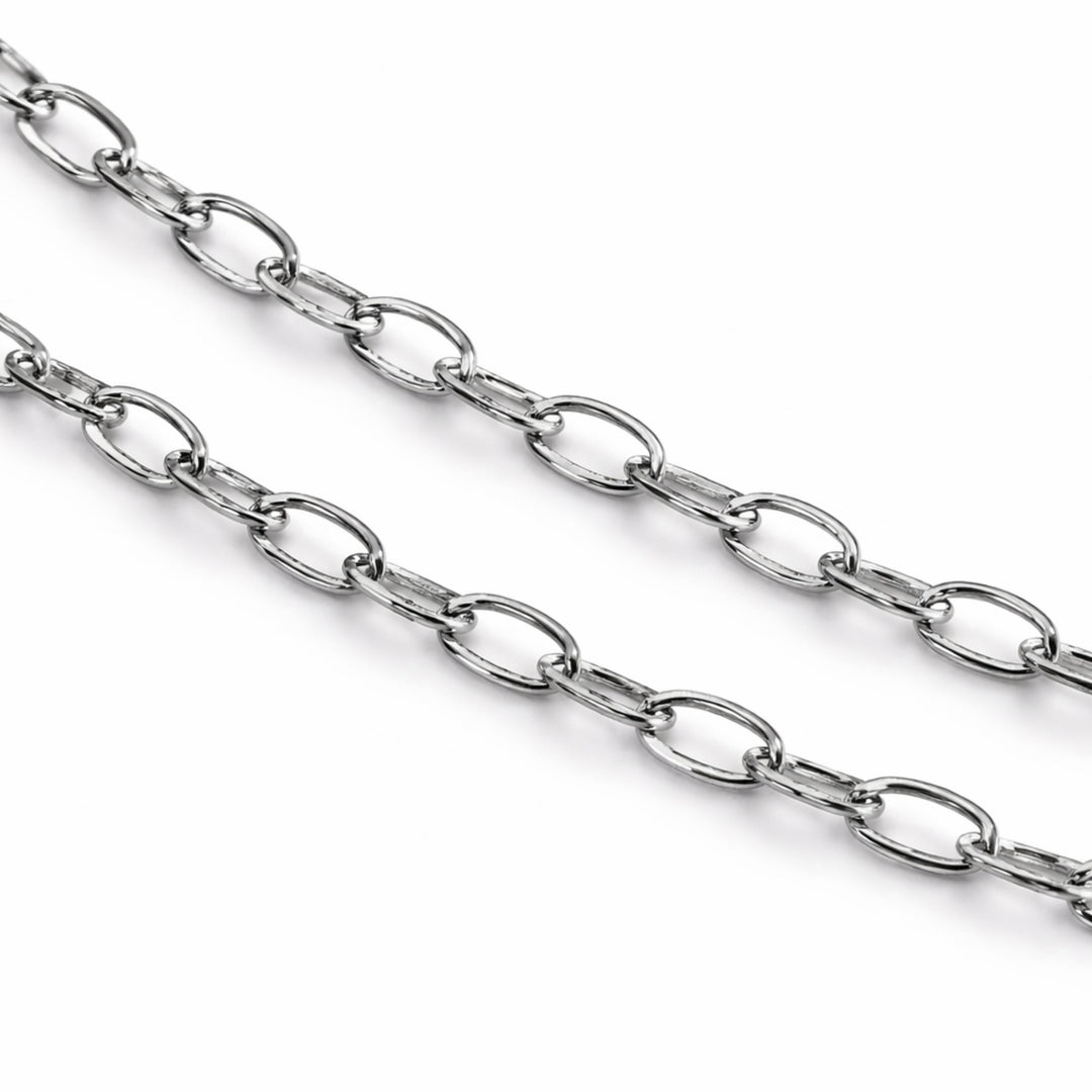 Detalles de Cadena plateada de acero inoxidable con broche circular de chapa de oro