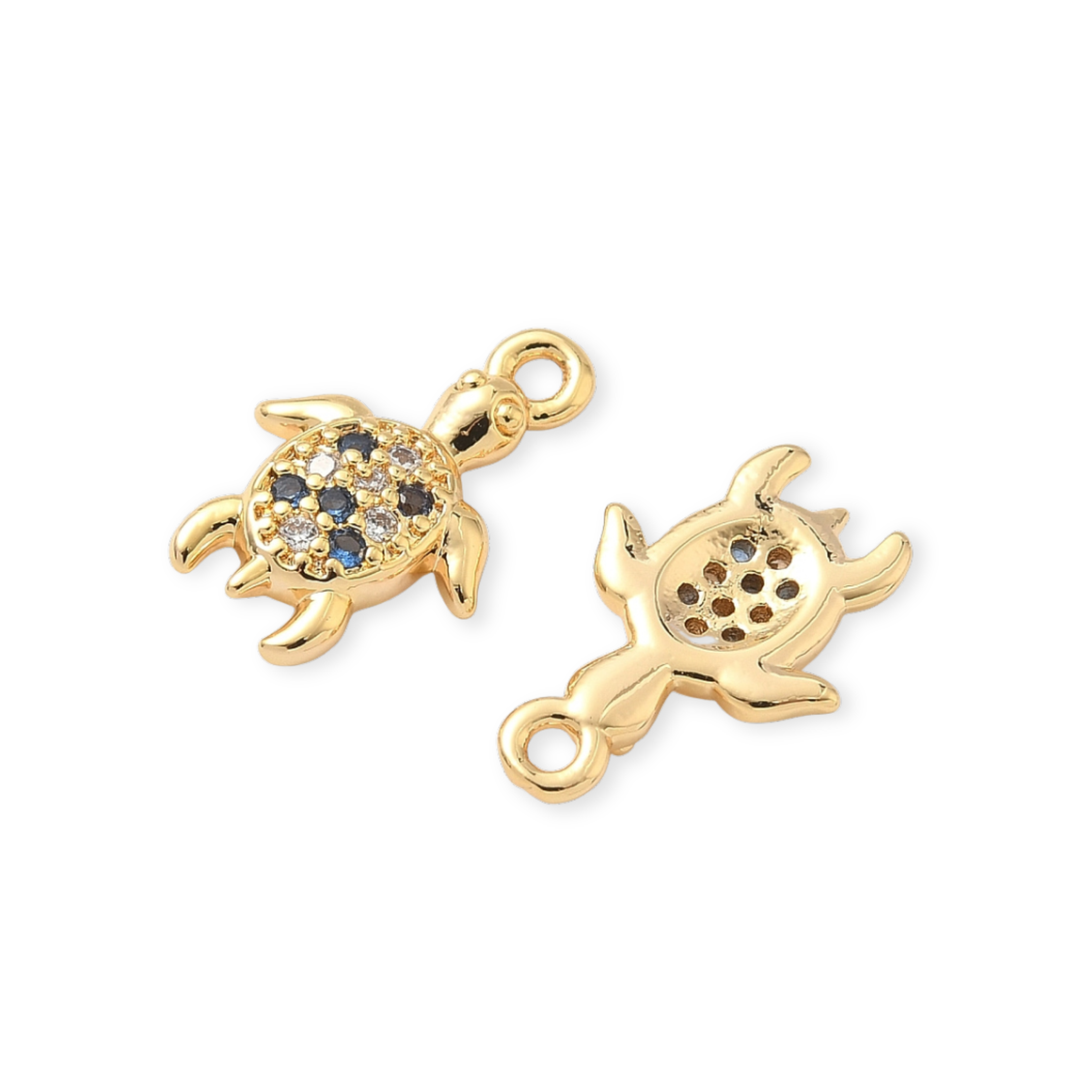 Detalles de Dije tortuga en chapa de oro con zirconia brillante