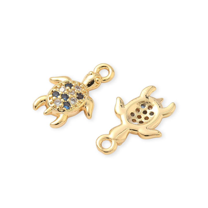 Detalles de Dije tortuga en chapa de oro con zirconia brillante