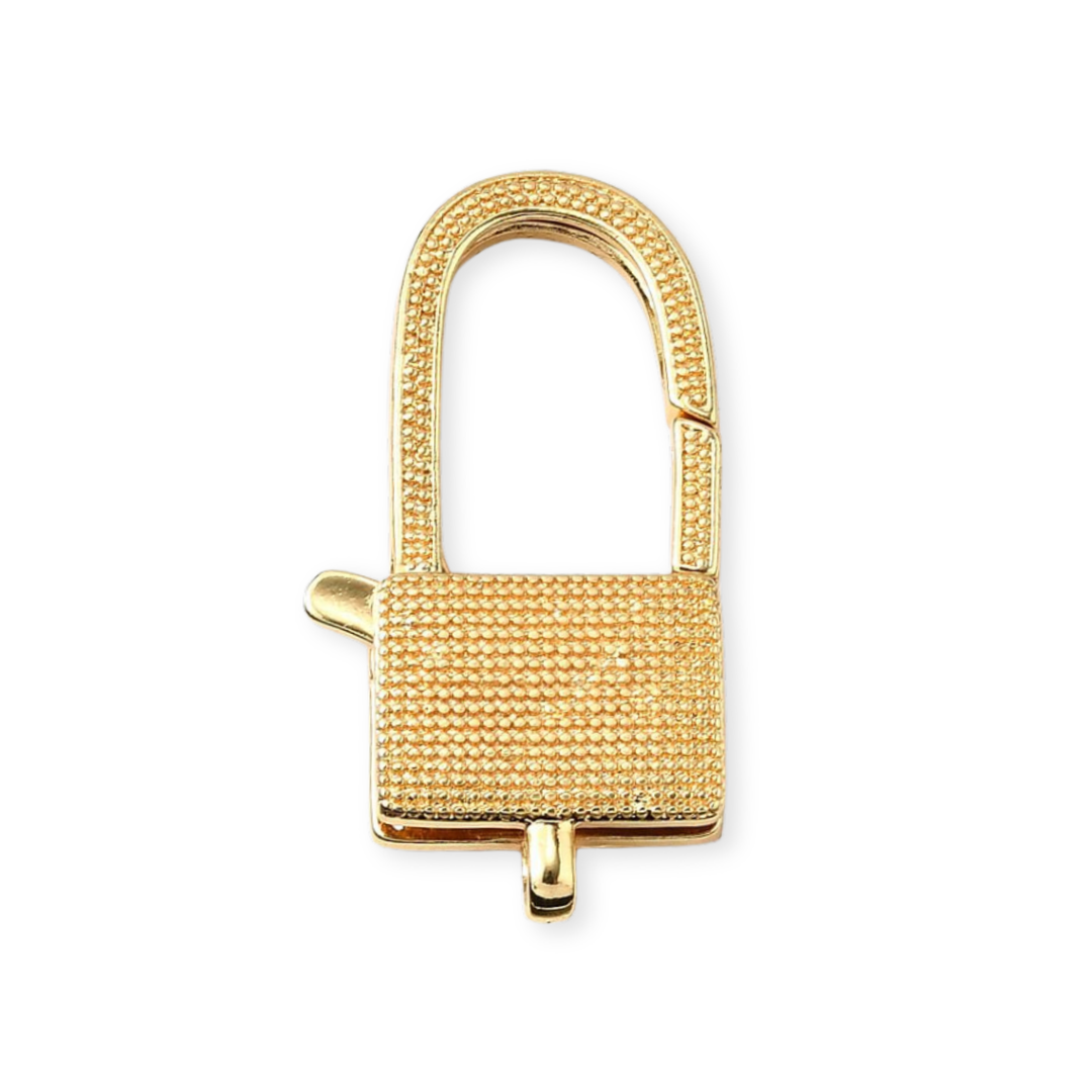 Detalles de Broche de candado de chapa de oro con zirconia