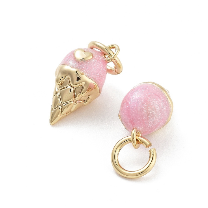 Detalles de Dije de helado de chapa de oro con esmalte