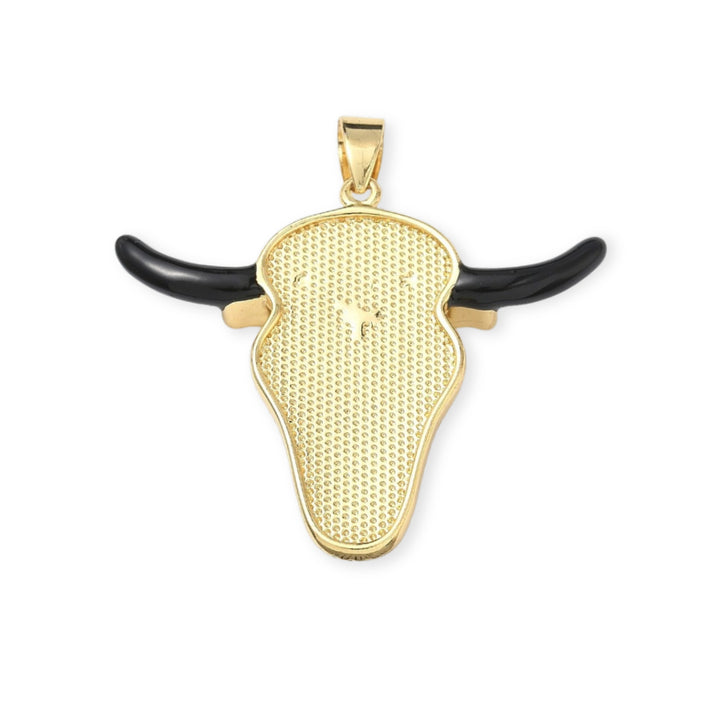 Detalles de Dije de cabeza de toro de chapa de oro con esmalte