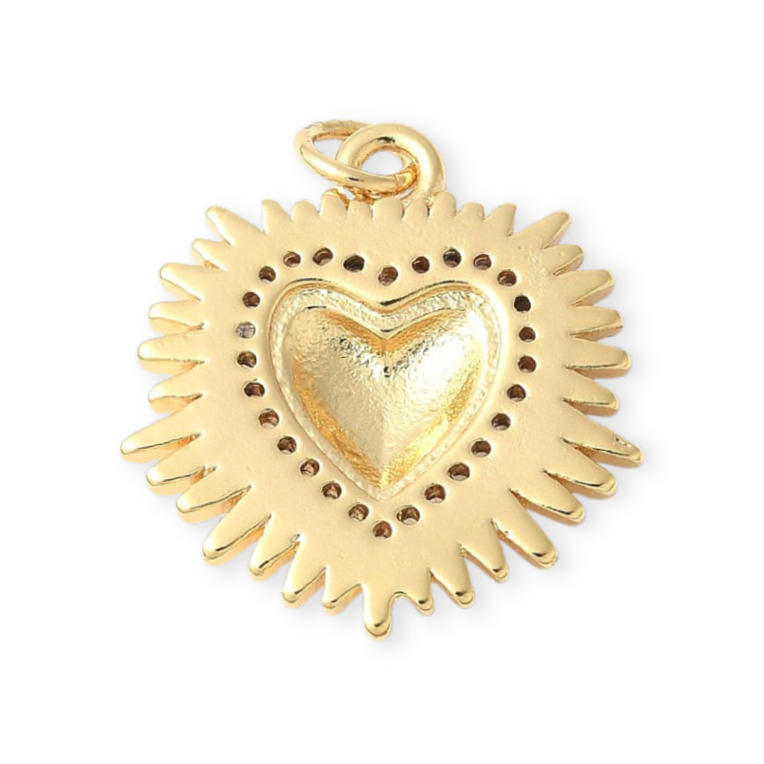 Detalles de Dije Sagrado Corazón de Jesús de chapa de oro con zirconia y esmalte