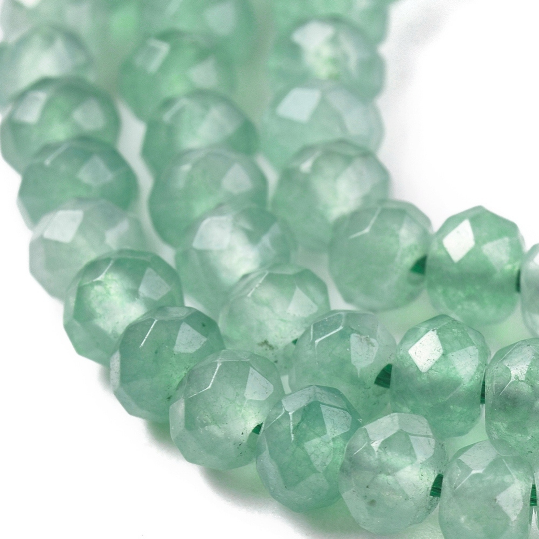 Tira de jade rondel facetado de 4 mm para joyería