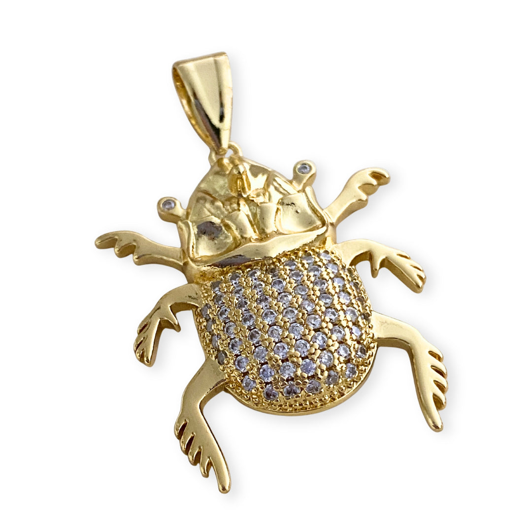 Detalles de Dije de escarabajo de chapa de oro con zirconia