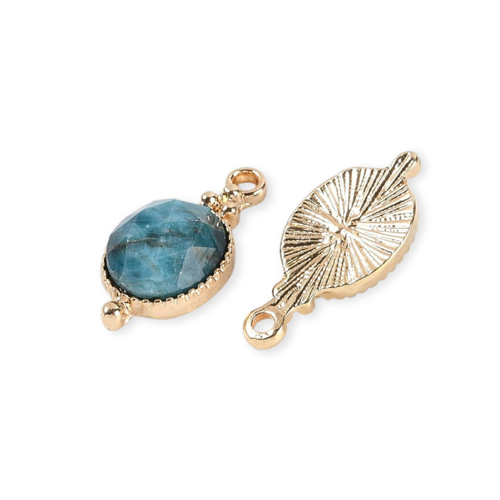 Detalles de Dije en forma de gota de apatita con base de chapa de oro
