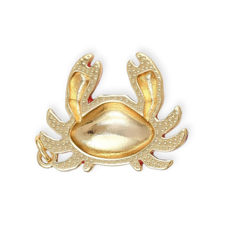 Detalles de Dije de cangrejo de chapa de oro con esmalte