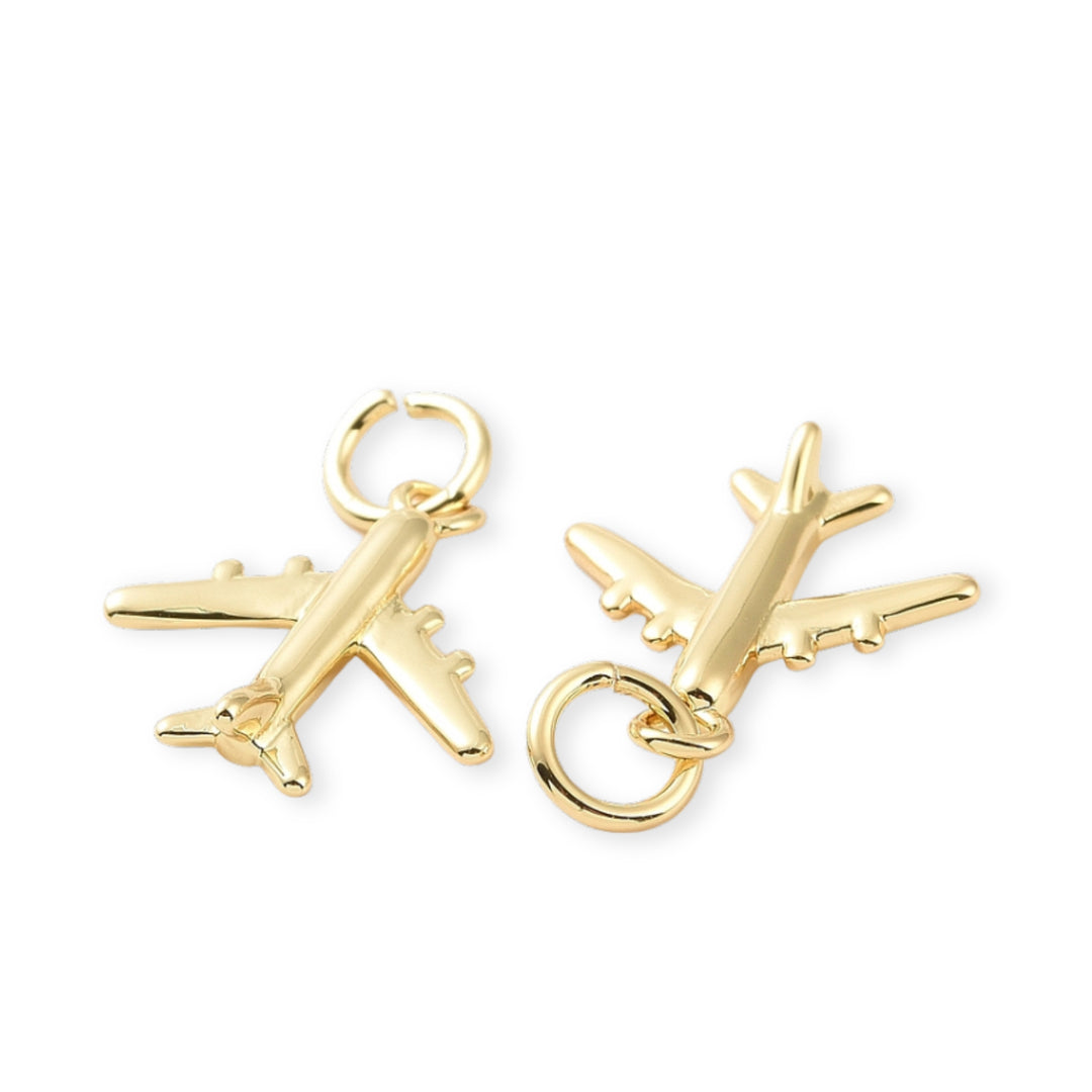 Detalles de Dije de avión de chapa de oro
