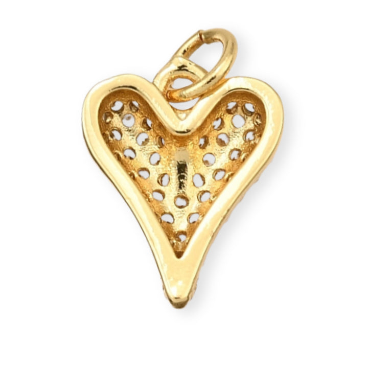 Detalles de Dije en forma de corazón dorado con zirconia