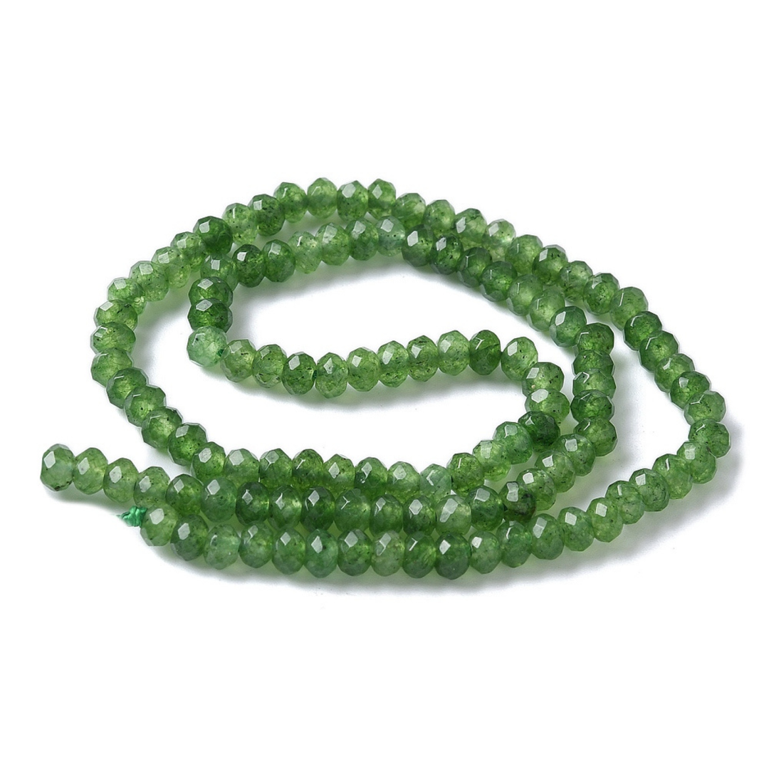 Tira de jade rondel facetado de 4 mm para joyería