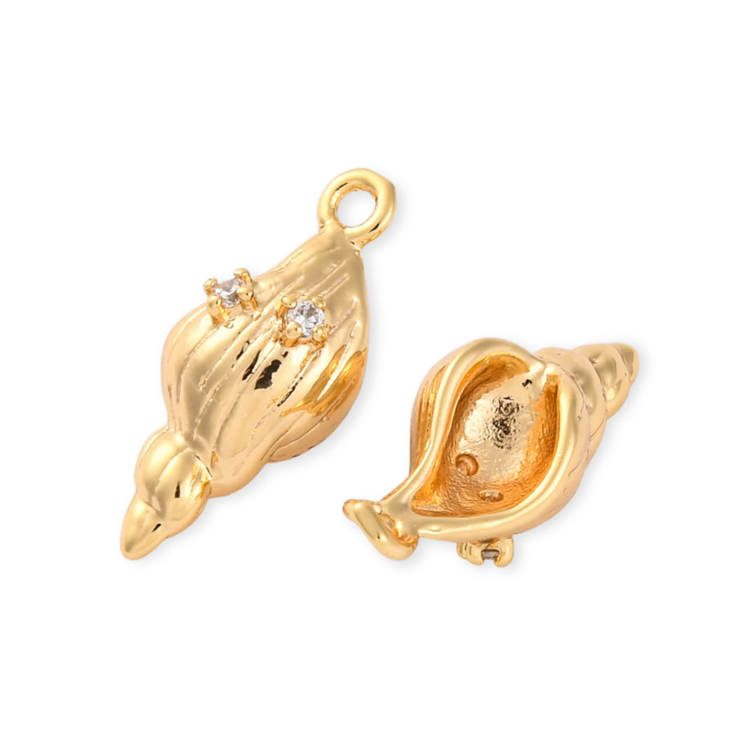 Detalles de Dije de caracol de chapa de oro con zirconia