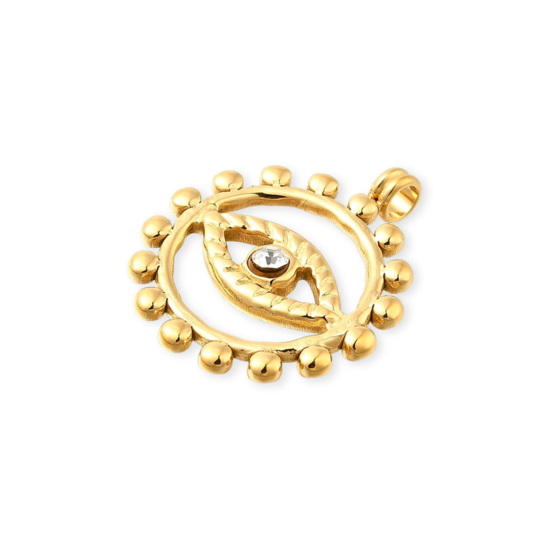Detalles de Dije de ojo de acero inoxidable con zirconia al centro