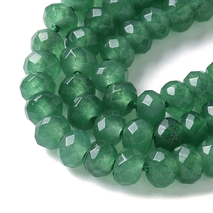 Tira de jade rondel facetado de 4 mm para joyería