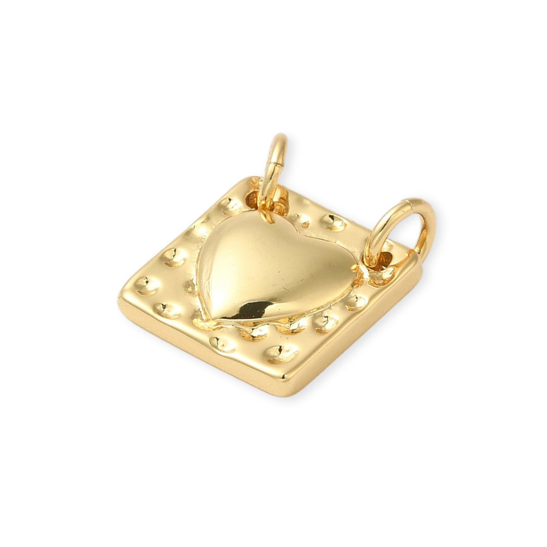 Detalles de Dije cuadrado de corazón de chapa de oro