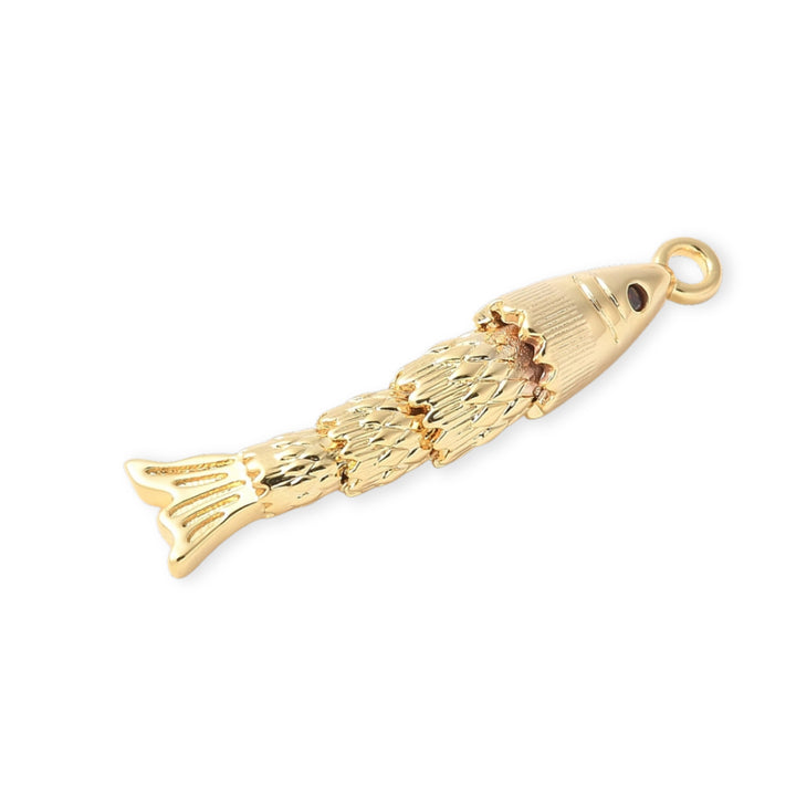 Detalles de Dije de pez de chapa de oro con zirconia