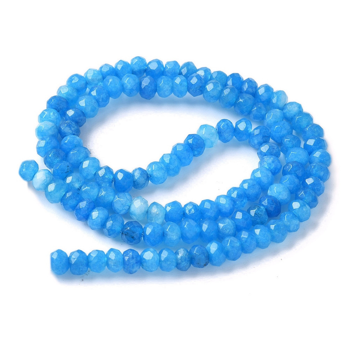 Tira de jade rondel facetado de 4 mm para joyería