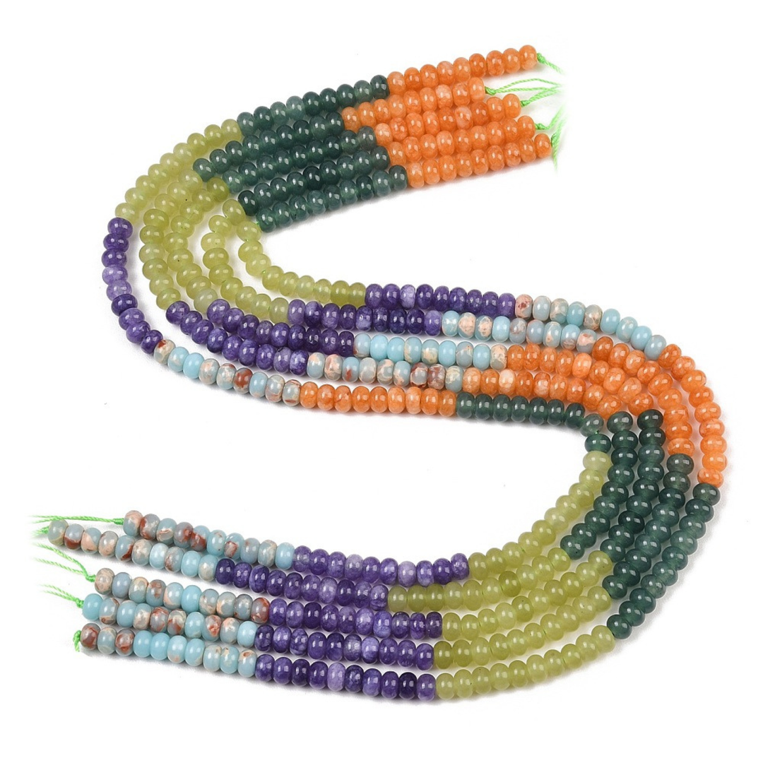 Tira de jade natural rondel de 6 mm con aproximadamente 95 cuentas