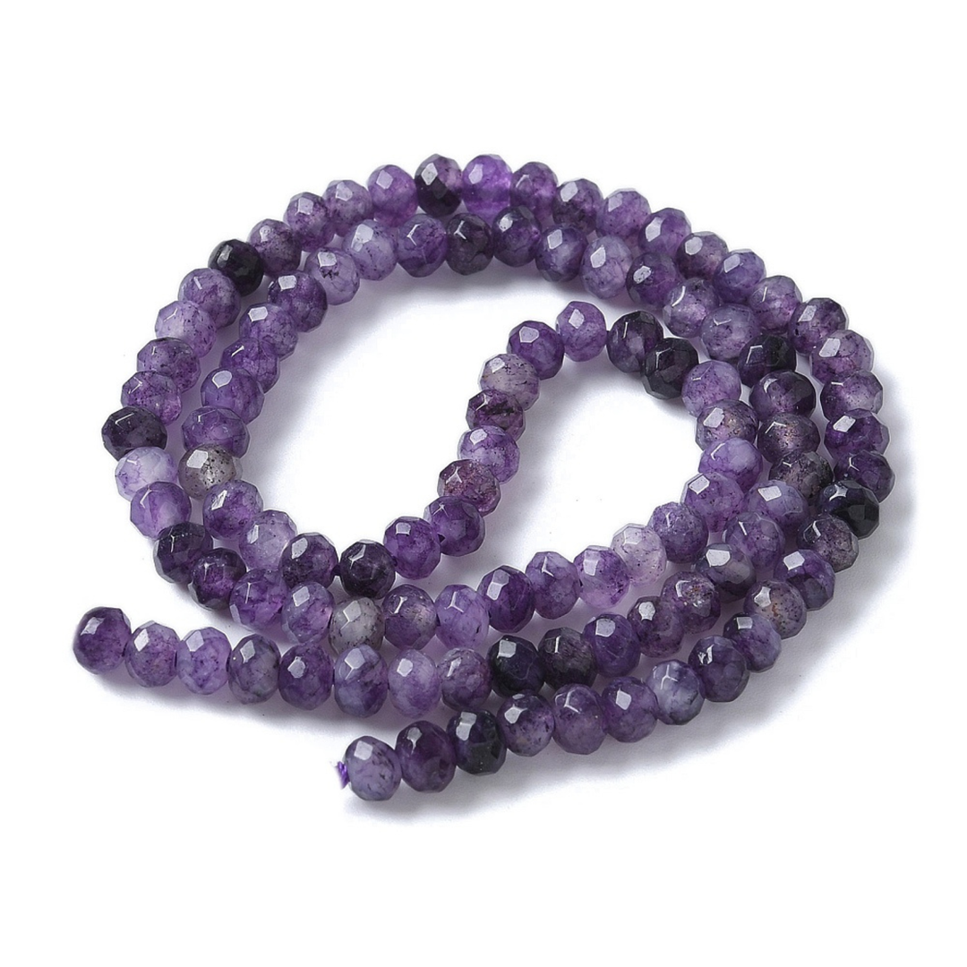 Tira de jade rondel facetado de 4 mm para joyería