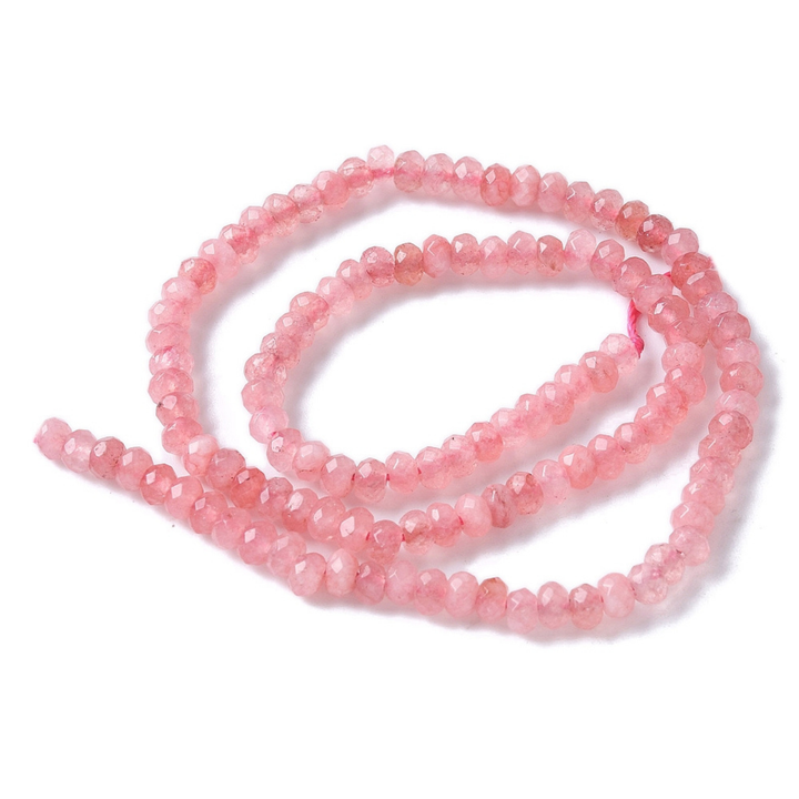 Detalles de Tira de jade rondel facetado de 4 mm para joyería