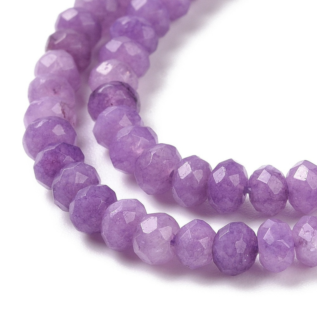 Tira de jade rondel facetado de 4 mm para joyería