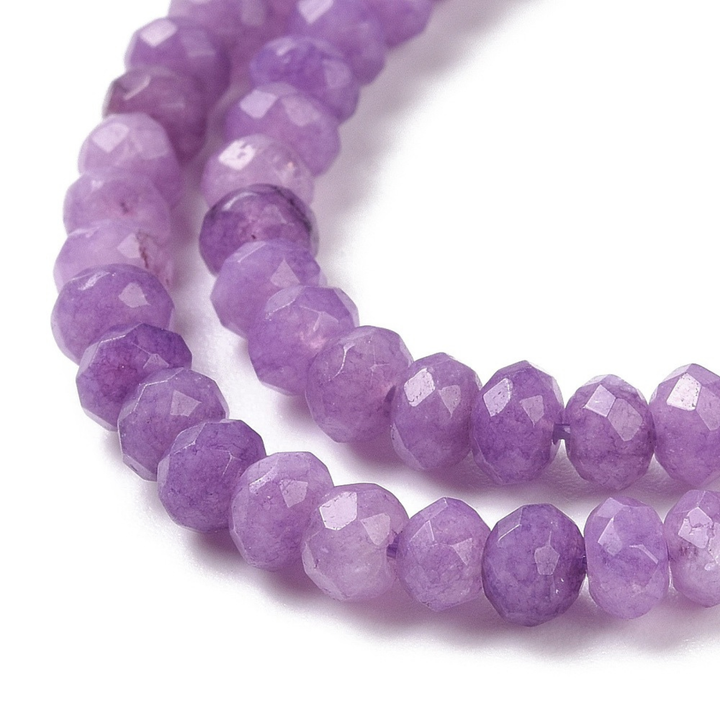 Tira de jade rondel facetado de 4 mm para joyería