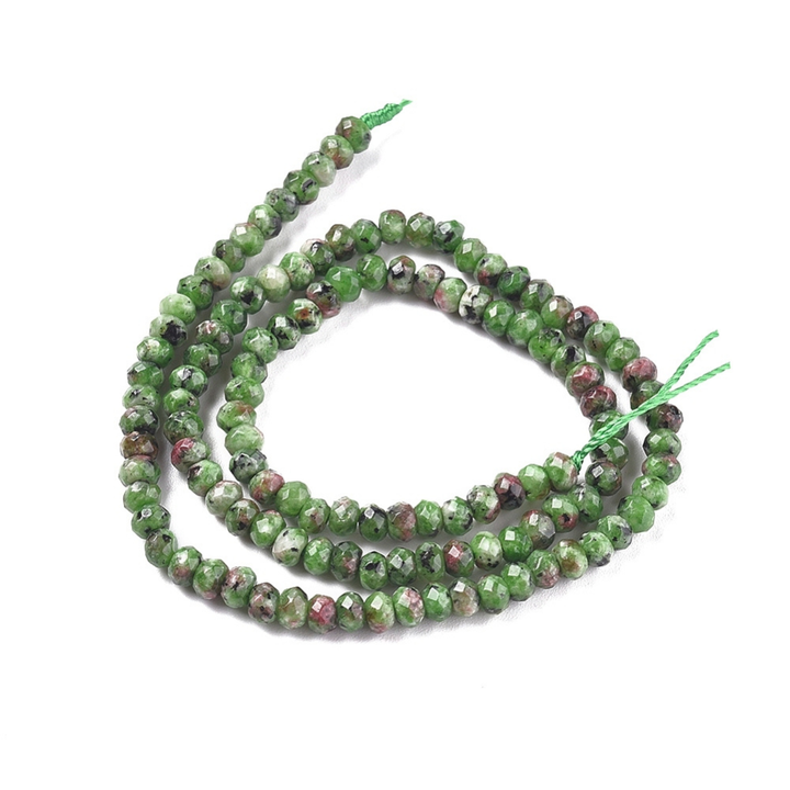 Tira de jade rondel facetado de 4 mm para joyería