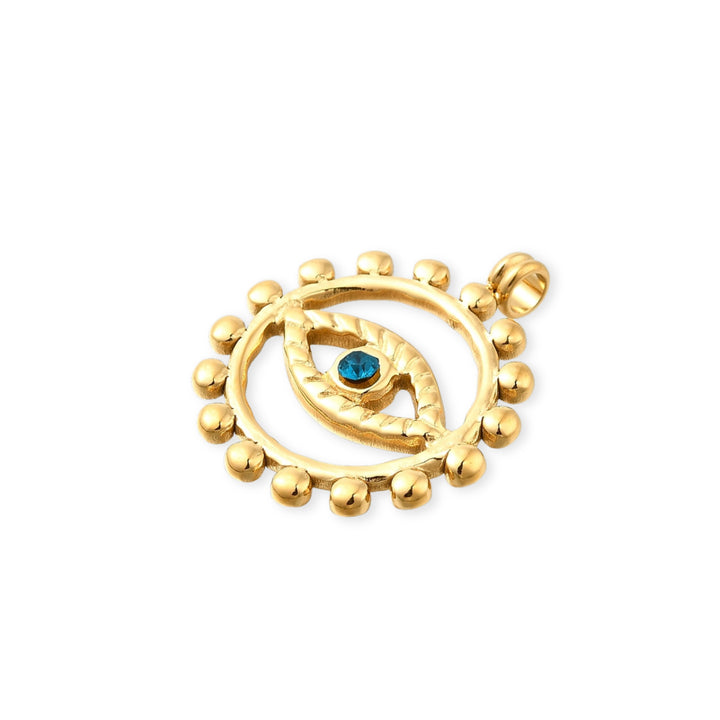 Detalles de Dije de corazón de ojo de acero inoxdiable con zirconia