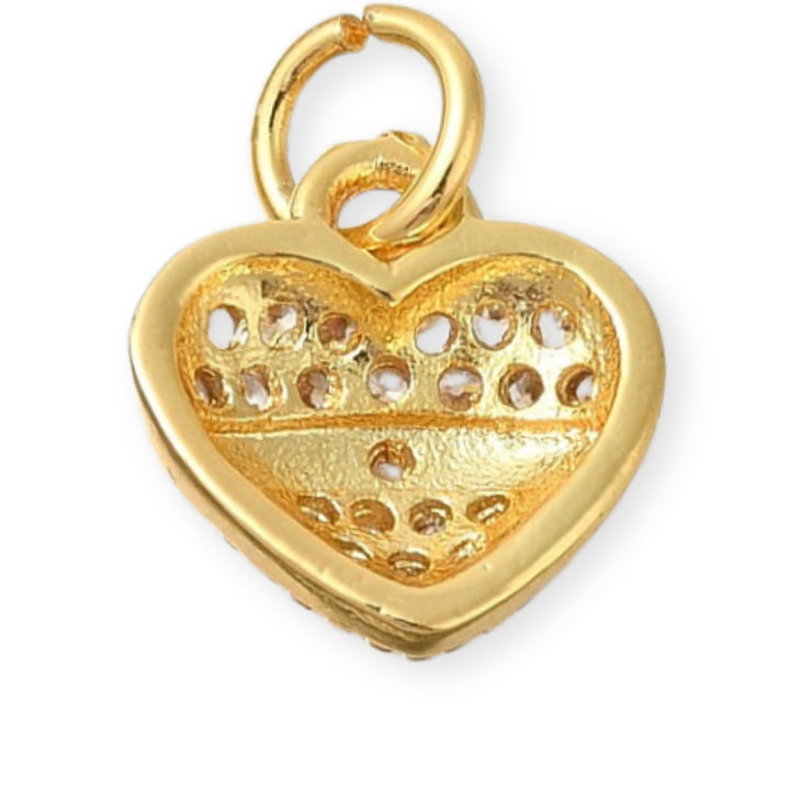 Detalles de Dije de corazón MOM de chapa de oro con zirconia