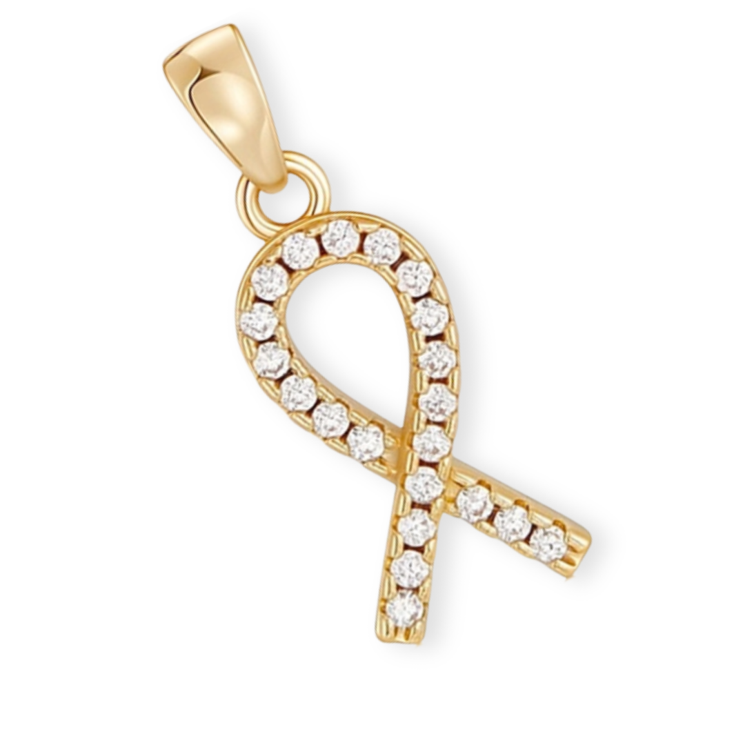 Detalles de Dije de listón de chapa de oro con zirconia