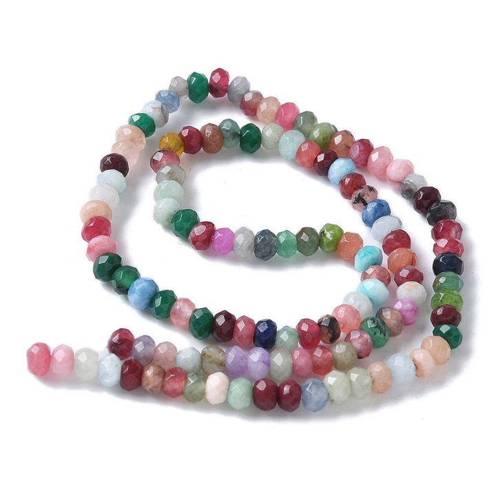 Tira de jade rondel facetado de 4 mm para joyería
