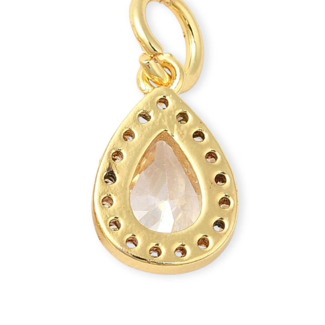 Detalles de Dije en forma de gota de chapa de oro con zirconia brillante