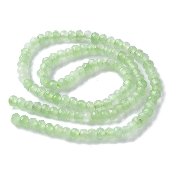 Tira de jade rondel facetado de 4 mm para joyería