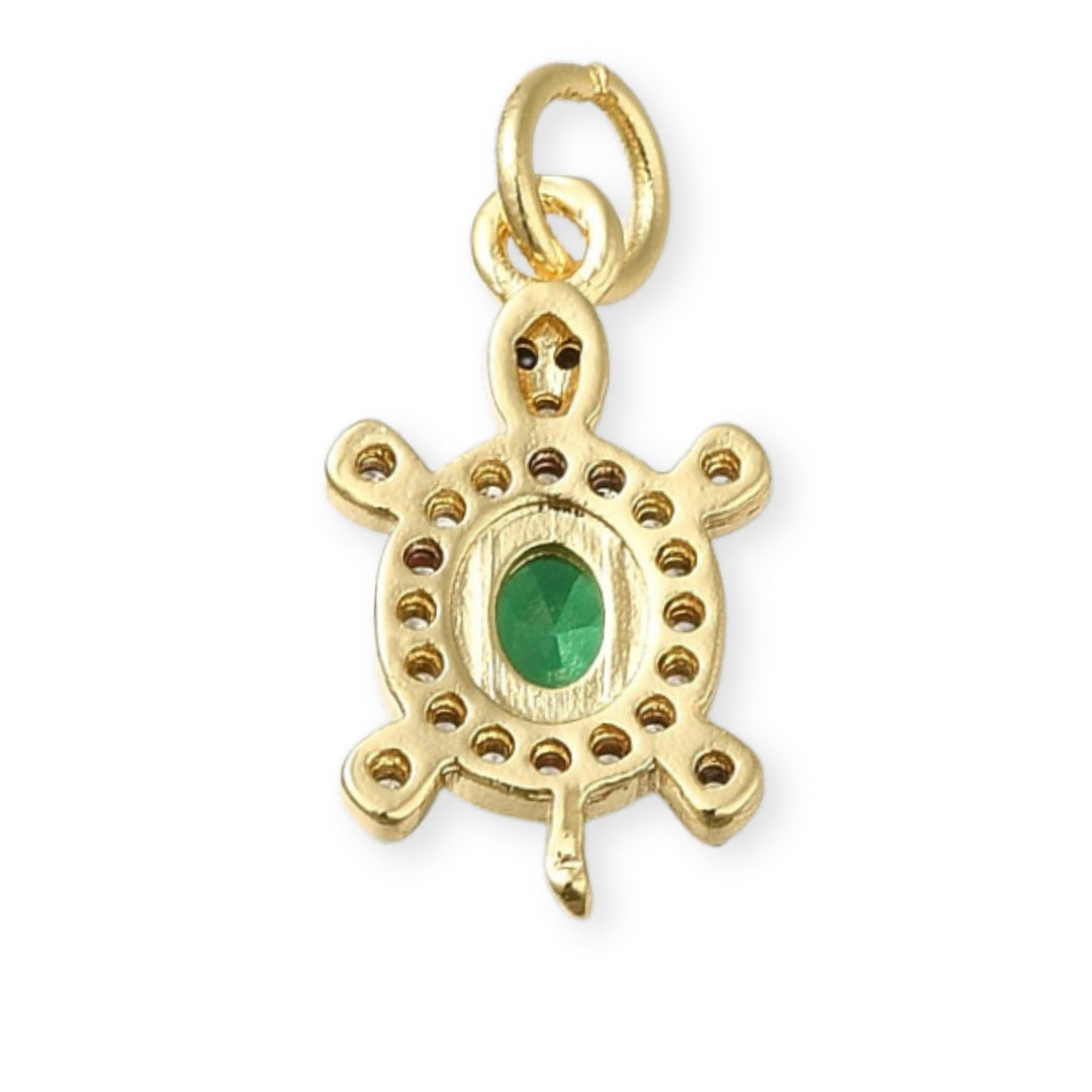 Detalles de Dije de tortuga de chapa de oro con zirconia