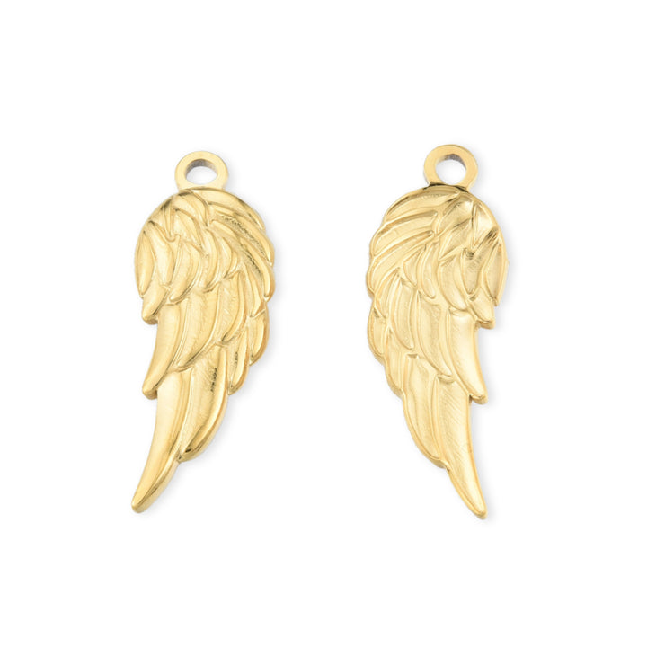 Detalles de dije de ala de ángel de acero inoxidable