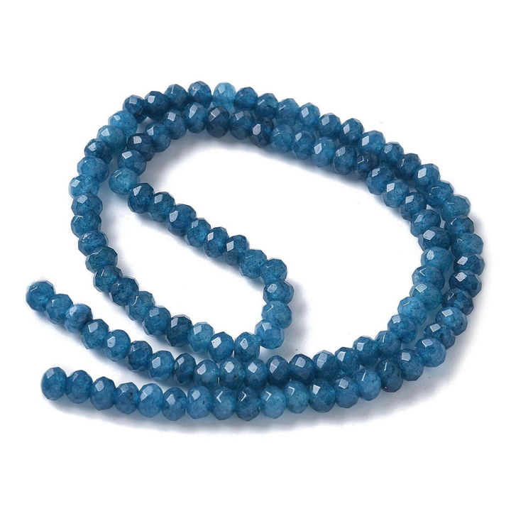Tira de jade rondel facetado de 4 mm para joyería