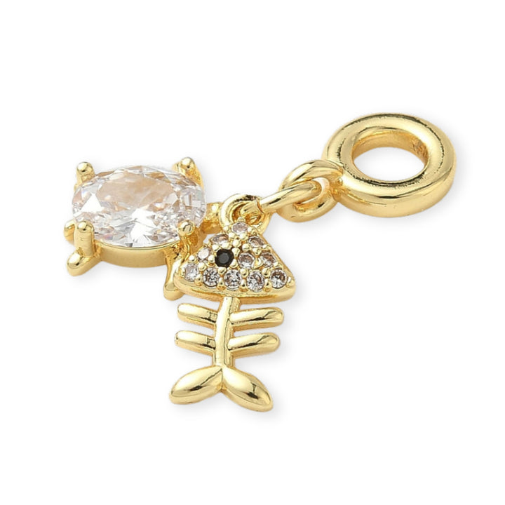 Detalles de Dije multicharm de pez y tortuga de chapa de oro con zirconia