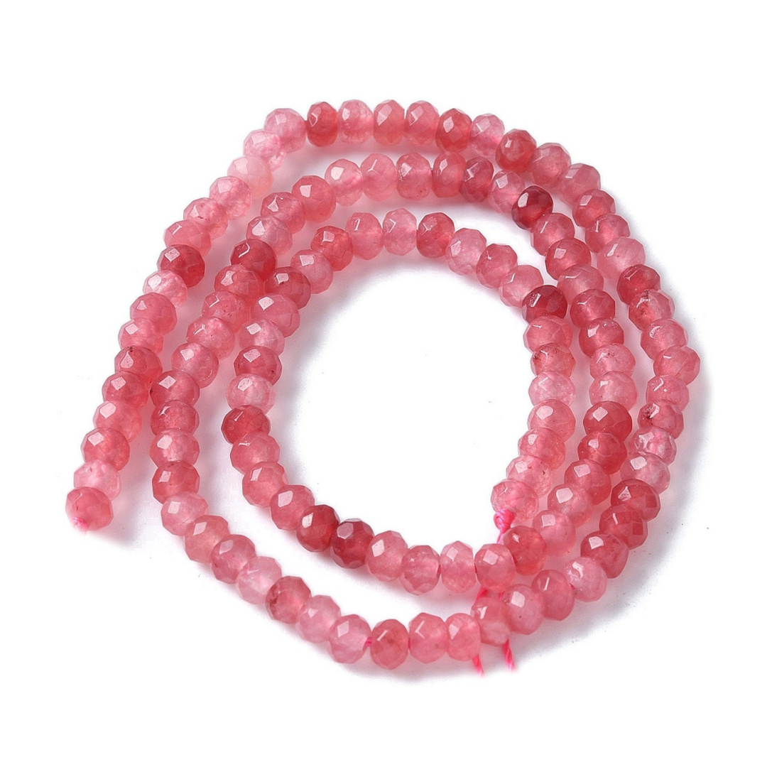 Tira de jade rondel facetado de 4 mm para joyería