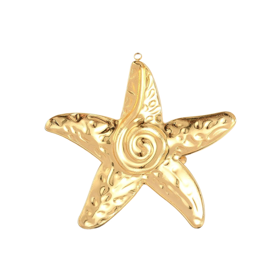 Detalles de Dije de acero inoxidable en forma de estrella de mar con dos perlas sintéticas decorativas
