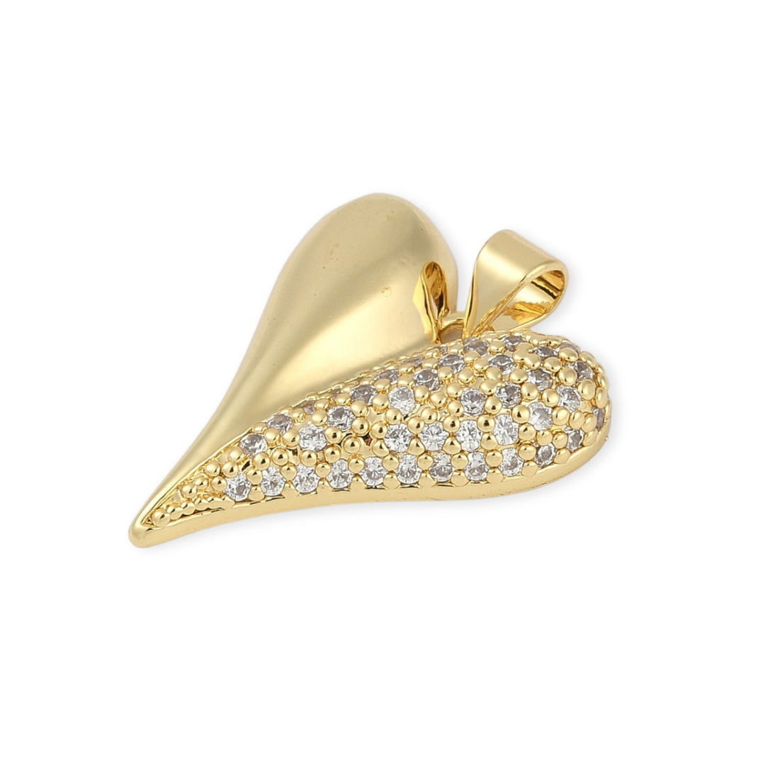 Detalles de Dije de corazón de chapa de oro con zirconia