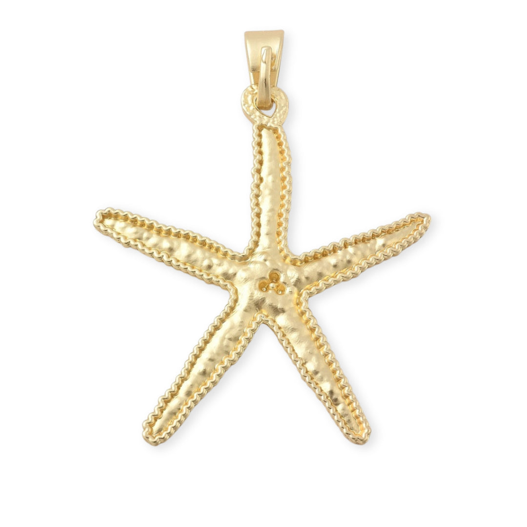 Detalles de Dije estrella de mar grande en chapa de oro con acabado mate