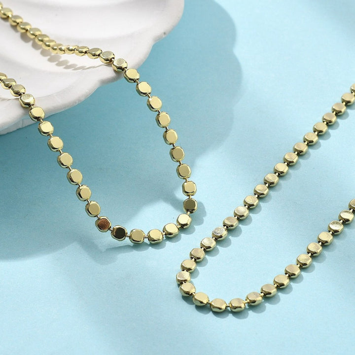 Detalles de Cadena de bolas planas de chapa de oro con broche perico