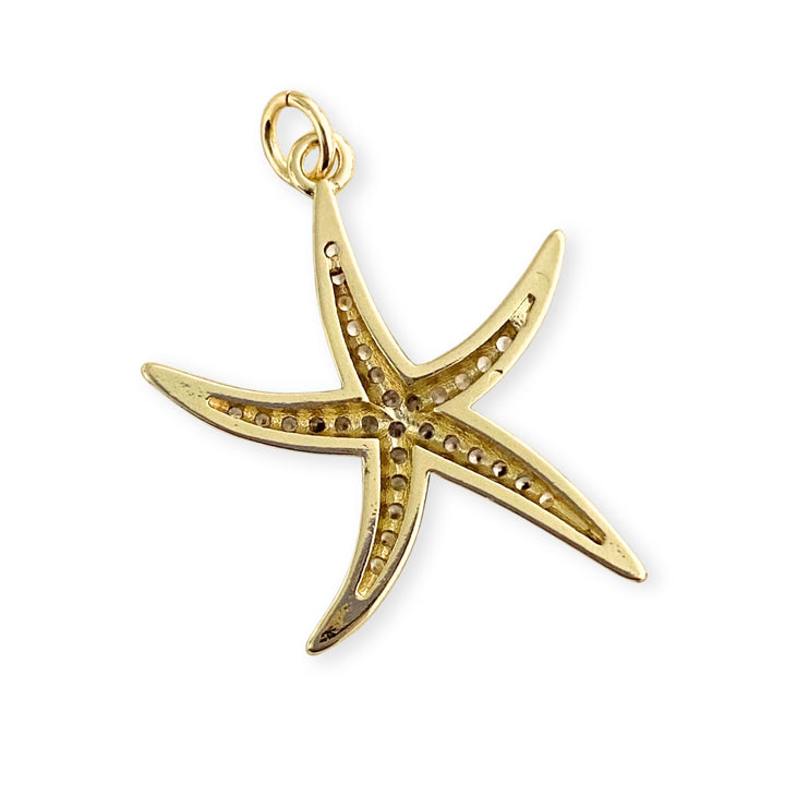 Detalles de Dije de estrella de mar de chapa de oro con zirconia