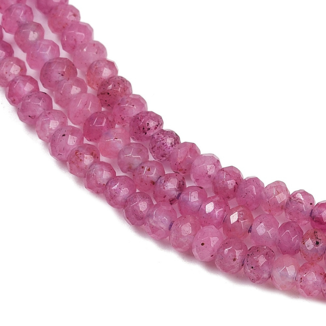 Detalles de Tira de jade rondel facetado de 4 mm para joyería