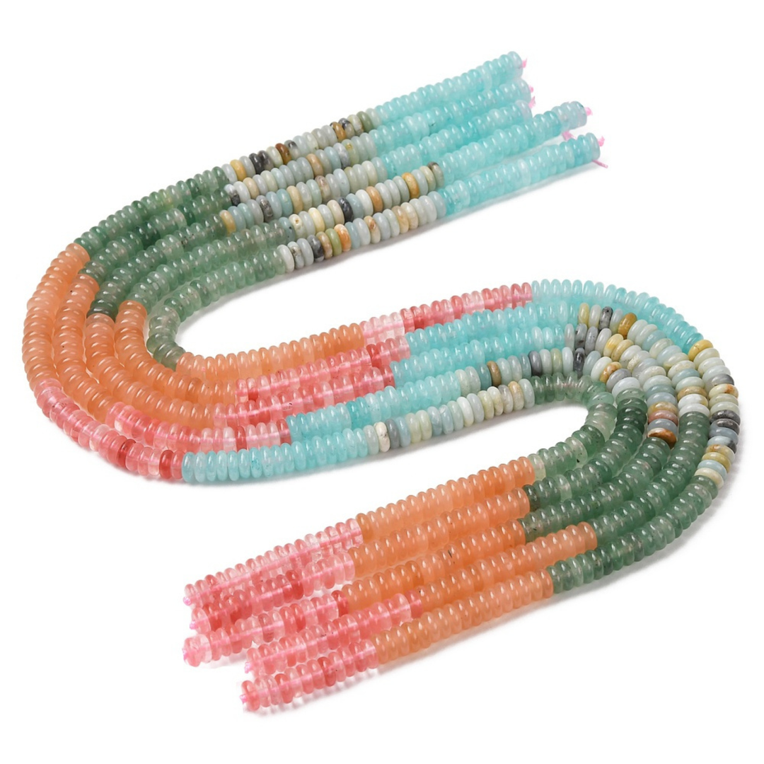 Detalles de Tira de jade blanco, cuarzo cherry y aventurina verde para joyería