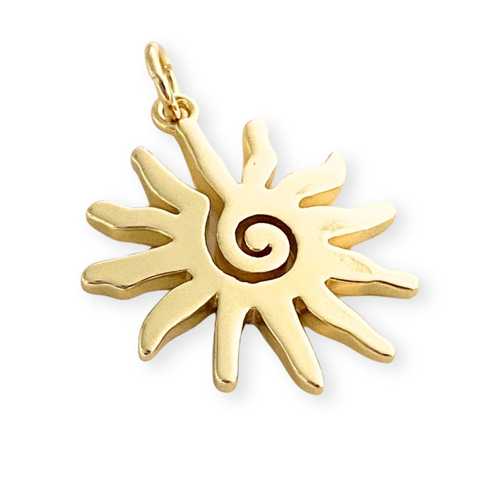 Detalles de Dije de sol de chapa de oro
