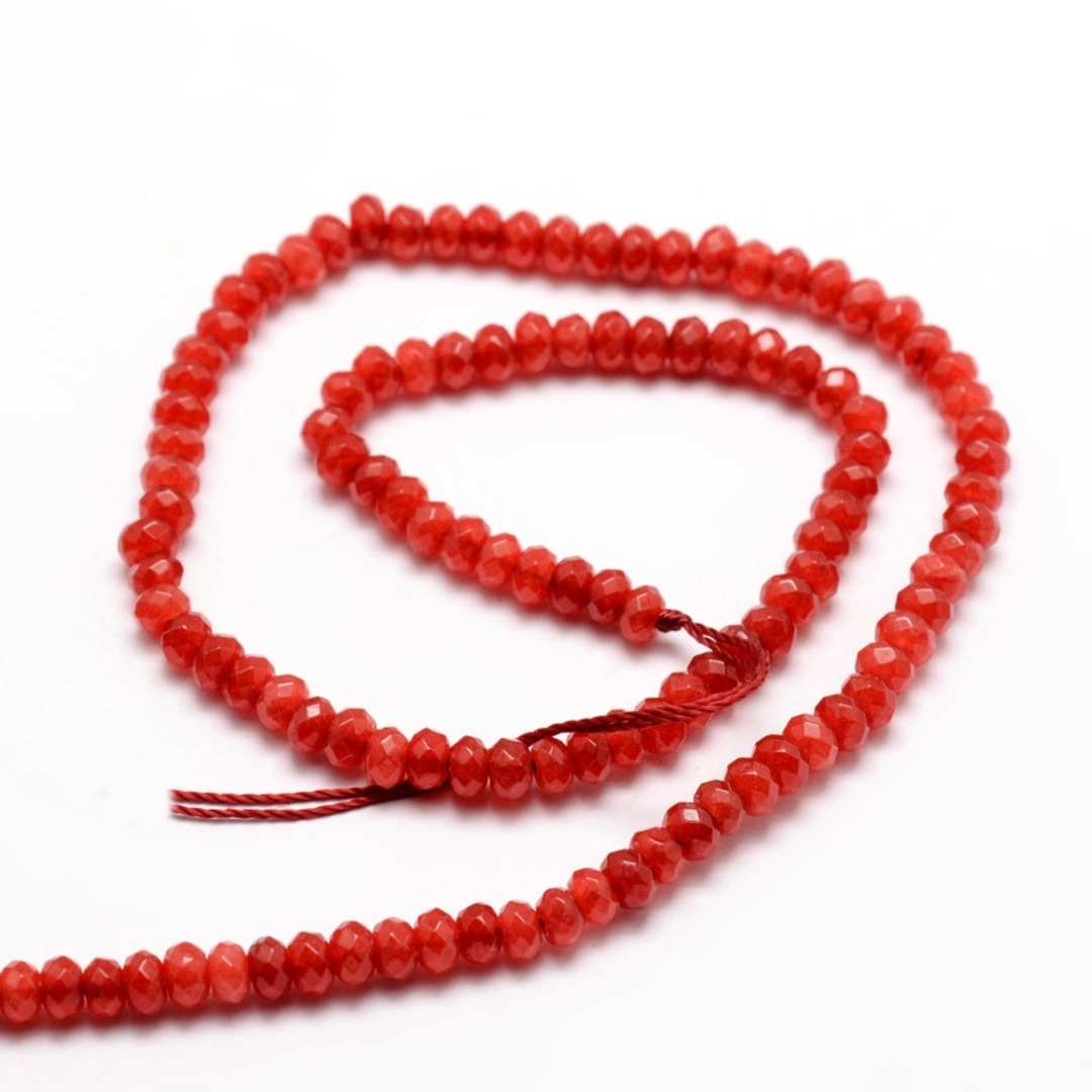 Tira de jade rondel facetado de 4 mm para joyería