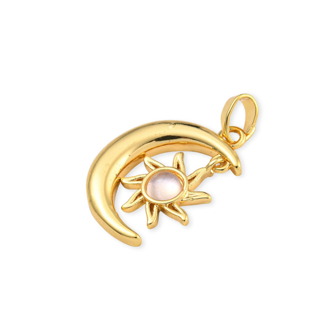 Detalles de Dije de luna y sol de chapa de oro y resina