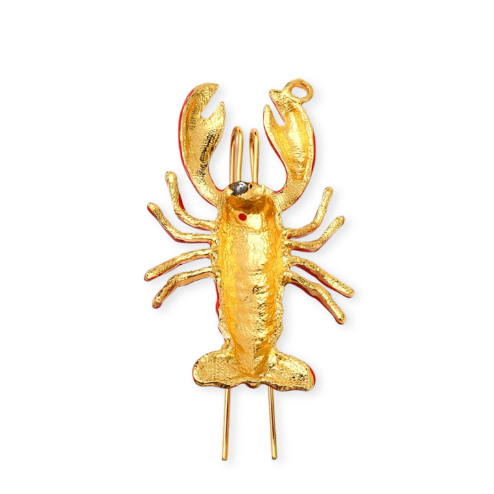 Detalles de Dije de langosta grande de chapa de oro con esmalte