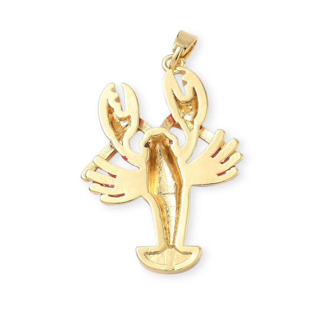 Detalles de Dije de langosta de chapa de oro con esmalte